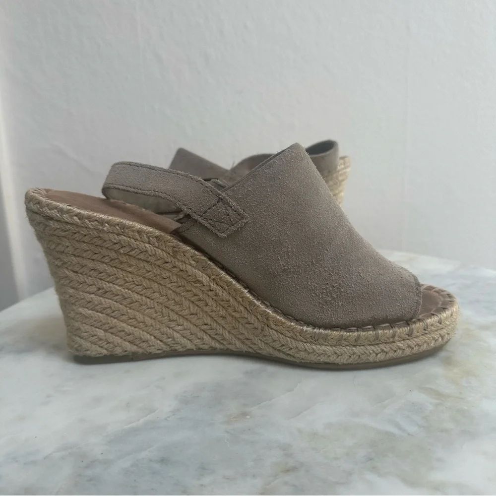 TOMS | Monica Suede Wedge Espadrille Sandals Desert Taupe Womens Size 7.5